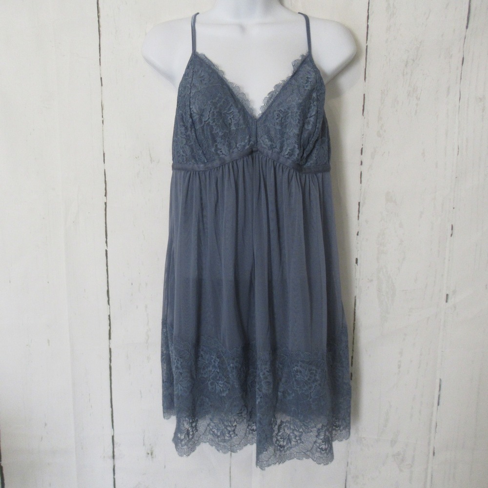 Soma Nightgown L Blue Lace Nightie Sleep Dress